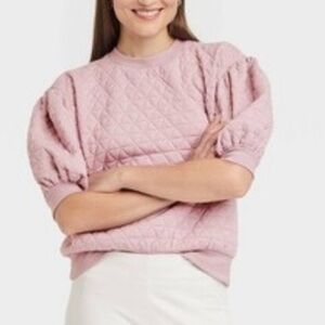 Quilted Pullover Sweatshirt 3/4 Puff Sleeve Lilac Target A New Day Pink Purple